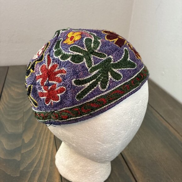 2 Vintage Judaica Bukhara Uzbek Embroidered Handmade Kippah Yarmulke Small (A91) - Picture 2 of 13